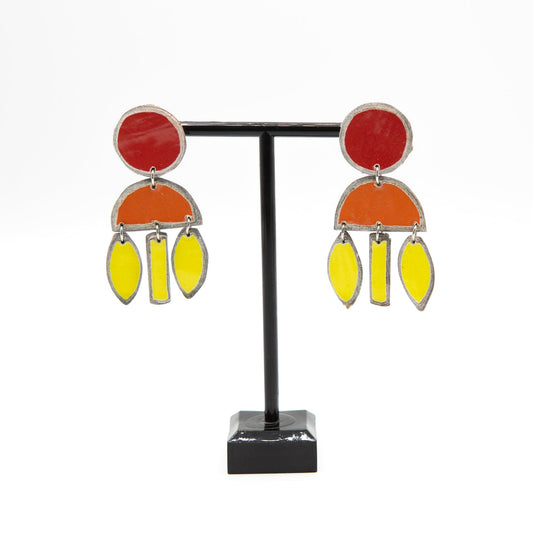 BEVERLY SMART EI Pendantes Rouge/orange/jaune Boucles d’oreilles NESTA – Boucles audacieuses en papier recyclé