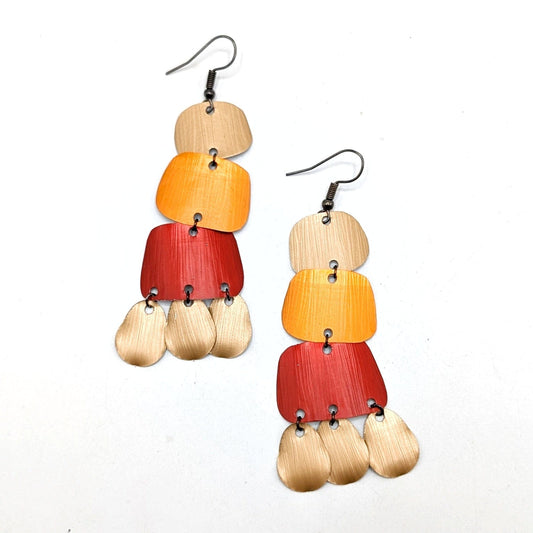 BEVERLY SMART EI Pendantes Rouge/orange/or / 4 éléments Boucles d’oreilles en capsules Nespresso recyclées – Légères & faites main