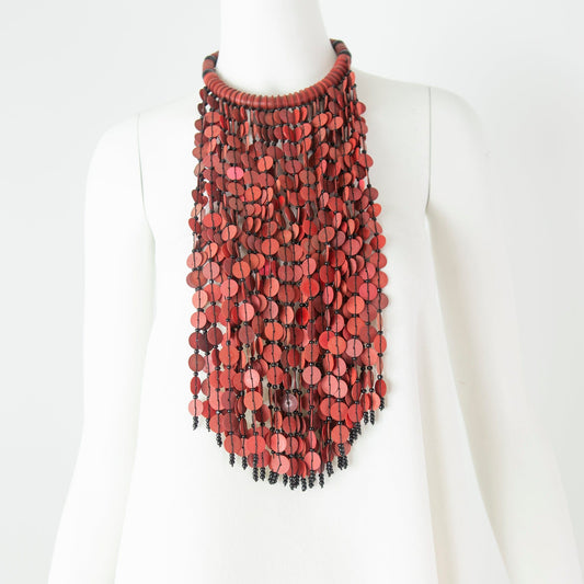 BEVERLY SMART Necklaces Collier plastron en cascade de discs en vinyl recyclé