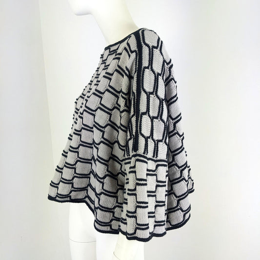 BEVERLY SMART tricots CARRE Haut Géométrique Tricoté à la Main en Coton Pur 4 Fils