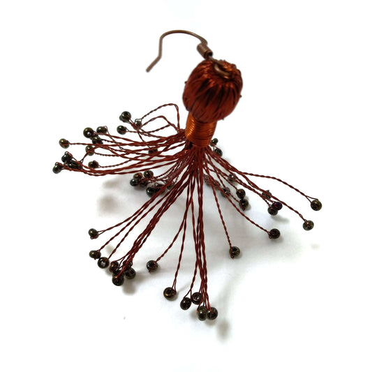 BEVERLY SMART Pendantes Boucles pompon en fil de cuivre revalorisé