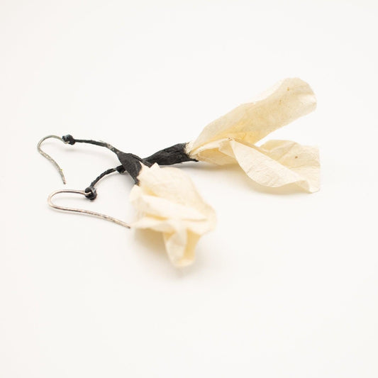 BEVERLY SMART Pendantes Fleur blanche Boucles d'oreille coquelicots en papier