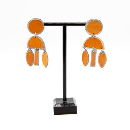 BEVERLY SMART EI Pendantes Orange Boucles d’oreilles NESTA – Boucles audacieuses en papier recyclé