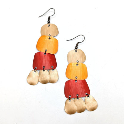 BEVERLY SMART EI Pendantes Rouge/orange/or / 4 éléments Boucles d’oreilles en capsules Nespresso recyclées – Légères & faites main
