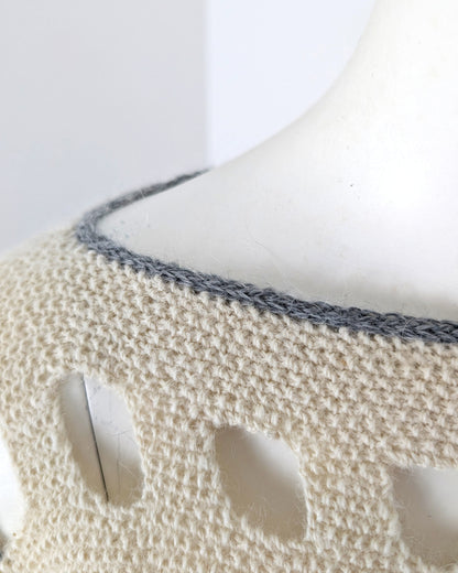 BEVERLY SMART EI tricots Pull grille, crème surpiqué gris, n° 6