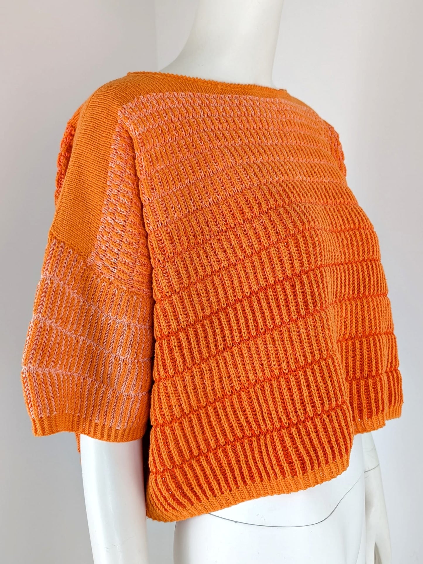 BEVERLY SMART EI tricots Top oversize en coton – pull tricoté main en point brioche orange