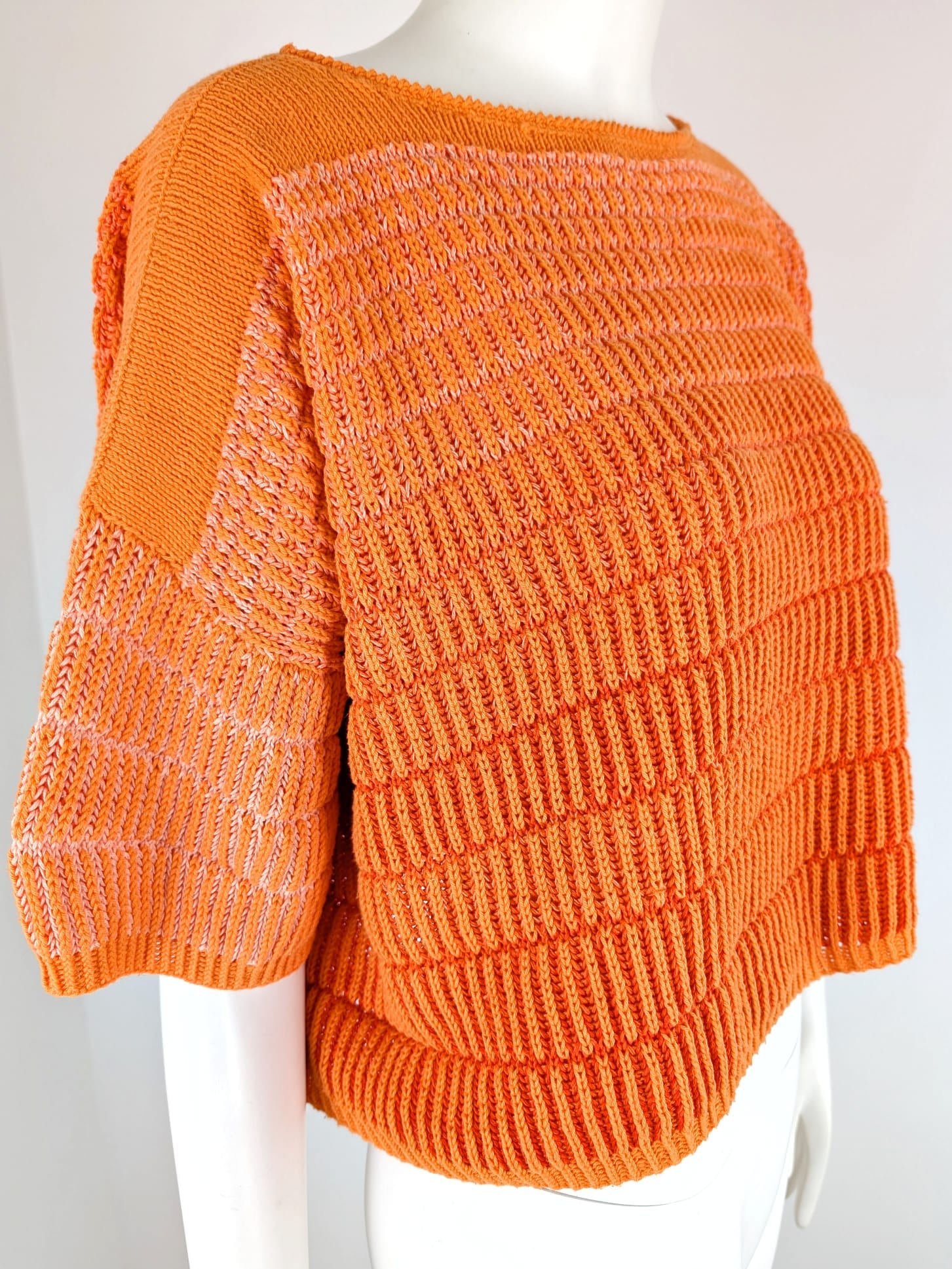 BEVERLY SMART EI tricots Top oversize en coton – pull tricoté main en point brioche orange