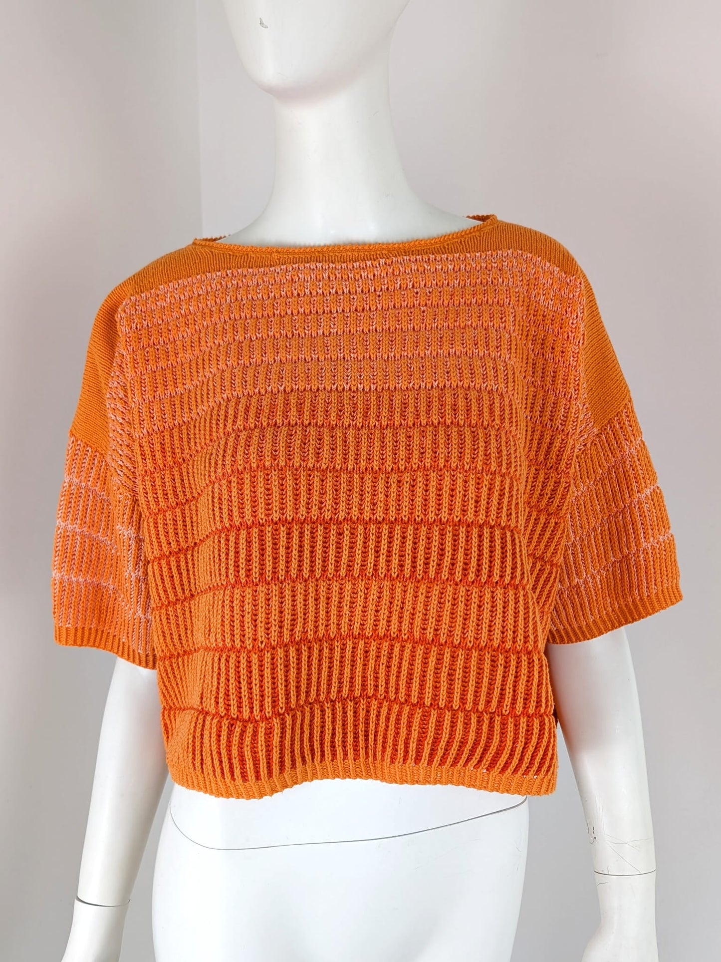 BEVERLY SMART EI tricots Top oversize en coton – pull tricoté main en point brioche orange
