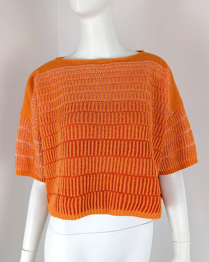 BEVERLY SMART EI tricots Top oversize en coton – pull tricoté main en point brioche orange