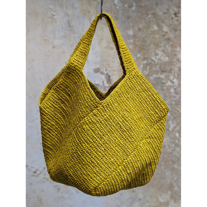 BEVERLY SMART Moutarde Sac en Rafia Crocheté à la Main – Élégance Artisanale de Madagascar