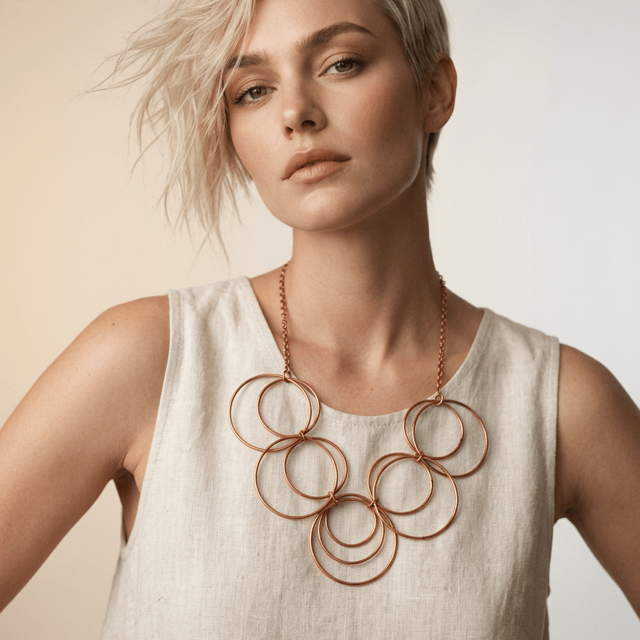 BEVERLY SMART Necklace Collier à anneaux multiples en cuivre recyclé