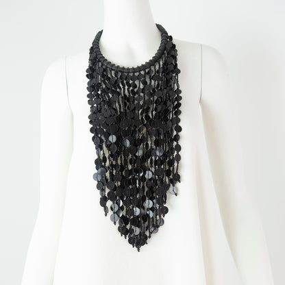 BEVERLY SMART Necklaces Collier plastron en cascade de discs en vinyl recyclé