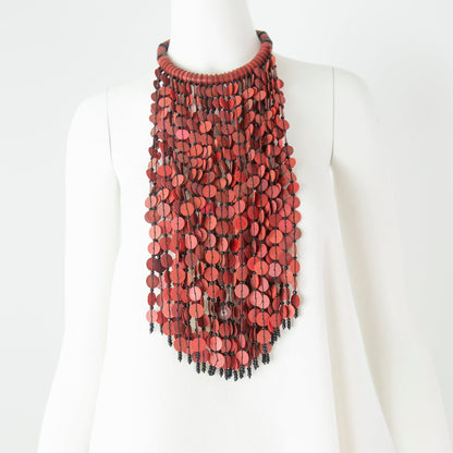 BEVERLY SMART Necklaces Collier plastron en cascade de discs en vinyl recyclé