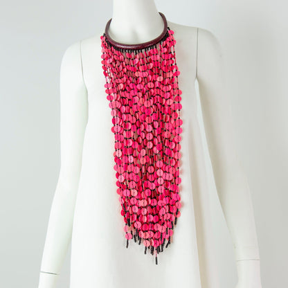 BEVERLY SMART Necklaces Collier plastron en cascade de discs en vinyl recyclé