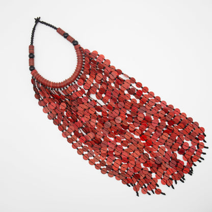 BEVERLY SMART Necklaces Rouge Collier plastron en cascade de discs en vinyl recyclé