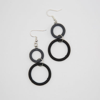 BEVERLY SMART Pendantes Gris Boucles d'oreilles double anneau en fil de téléphone