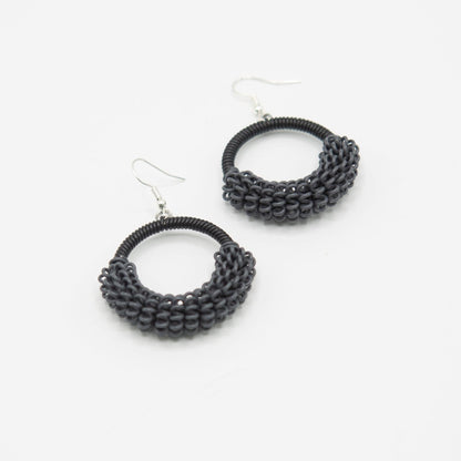 BEVERLY SMART Pendantes Gris foncé Boucles d'oreilles rondelles en fil de téléphone