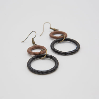 BEVERLY SMART Pendantes Marron Boucles d'oreilles double anneau en fil de téléphone