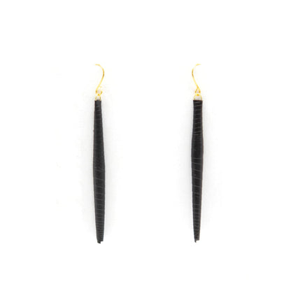BEVERLY SMART Pendantes Noire Boucles d'oreilles « Bâton » en papier recyclé