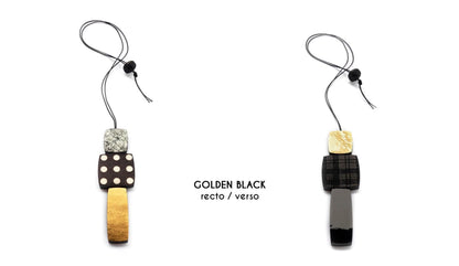 BEVERLY SMART pendentifs Collier BAROK 03 Réversible – Bijou en Cuir Fait Main, 6 Finitions, Deux Versions (Coloré & Absolute Black)