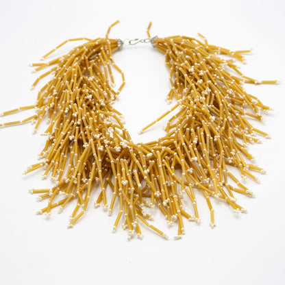 BEVERLY SMART Princesa Cappuccino Collier en Perles Tubulaires – Bijou en Verre Fait Main en Afrique du Sud
