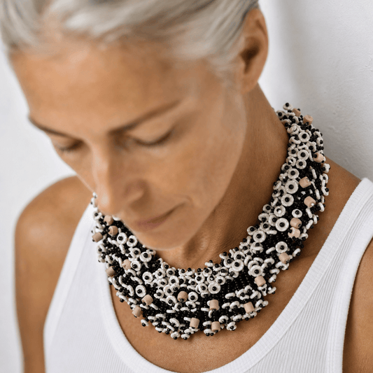 BEVERLY SMART Princesa Collier Cascade en Coquille d'Œuf d'Autruche Durable