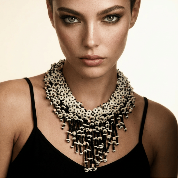 BEVERLY SMART Princesa Collier somptueux en coquille d'œuf d'autruche durable