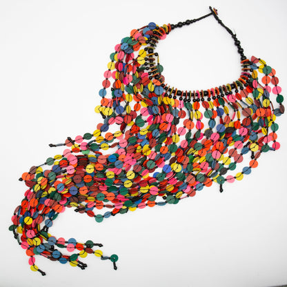 BEVERLY SMART Ras du cou Collier plastron en cascade de discs en vinyl recyclé
