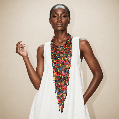 BEVERLY SMART Ras du cou Collier plastron en cascade de discs en vinyl recyclé