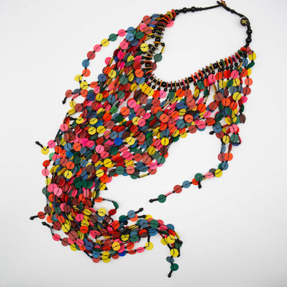 BEVERLY SMART Ras du cou Multicouleur Collier plastron en cascade de discs en vinyl recyclé