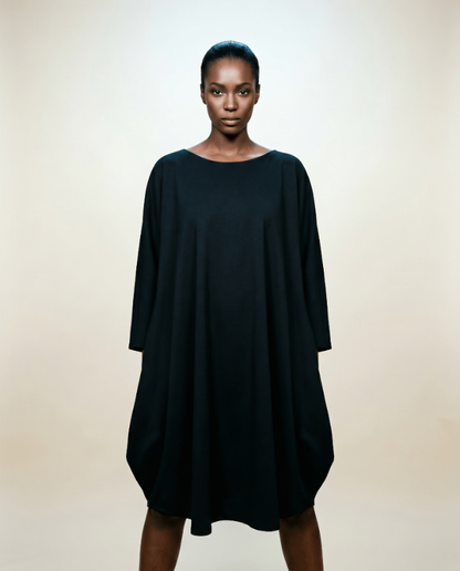 Handcrafted diamond drape dress from Beverly Smart's artisanal designer fashion collection