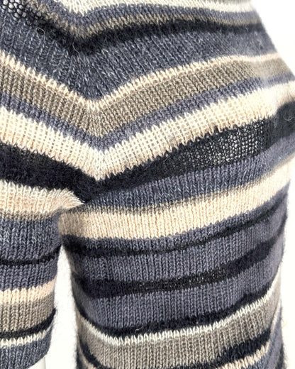 BEVERLY SMART tricots Pull côtelé rayé, noir et crème, n° 5