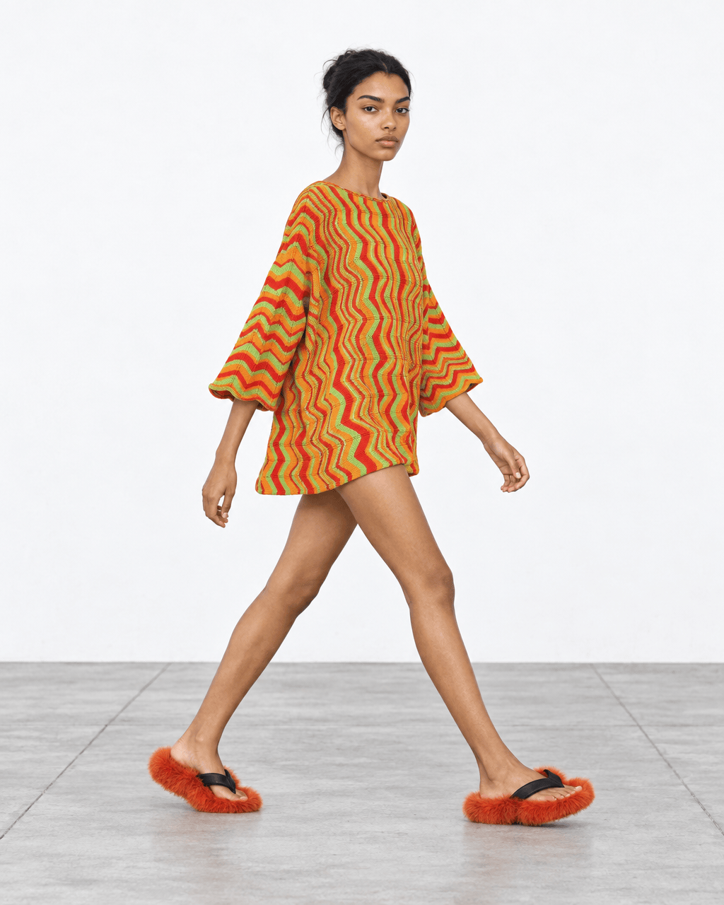 BEVERLY SMART tricots Pull zigzag, orange rouge et vert, n° 4