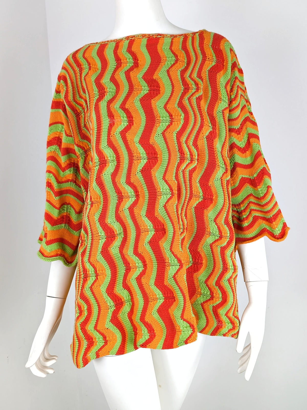 BEVERLY SMART tricots Pull zigzag, orange rouge et vert, n° 4