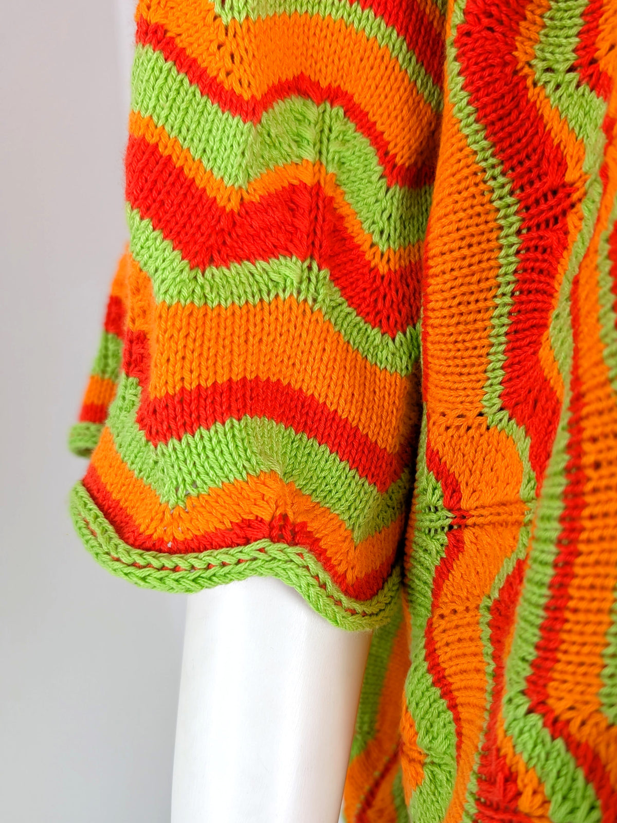 BEVERLY SMART tricots Pull zigzag, orange rouge et vert, n° 4