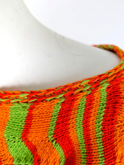 BEVERLY SMART tricots Pull zigzag, orange rouge et vert, n° 4