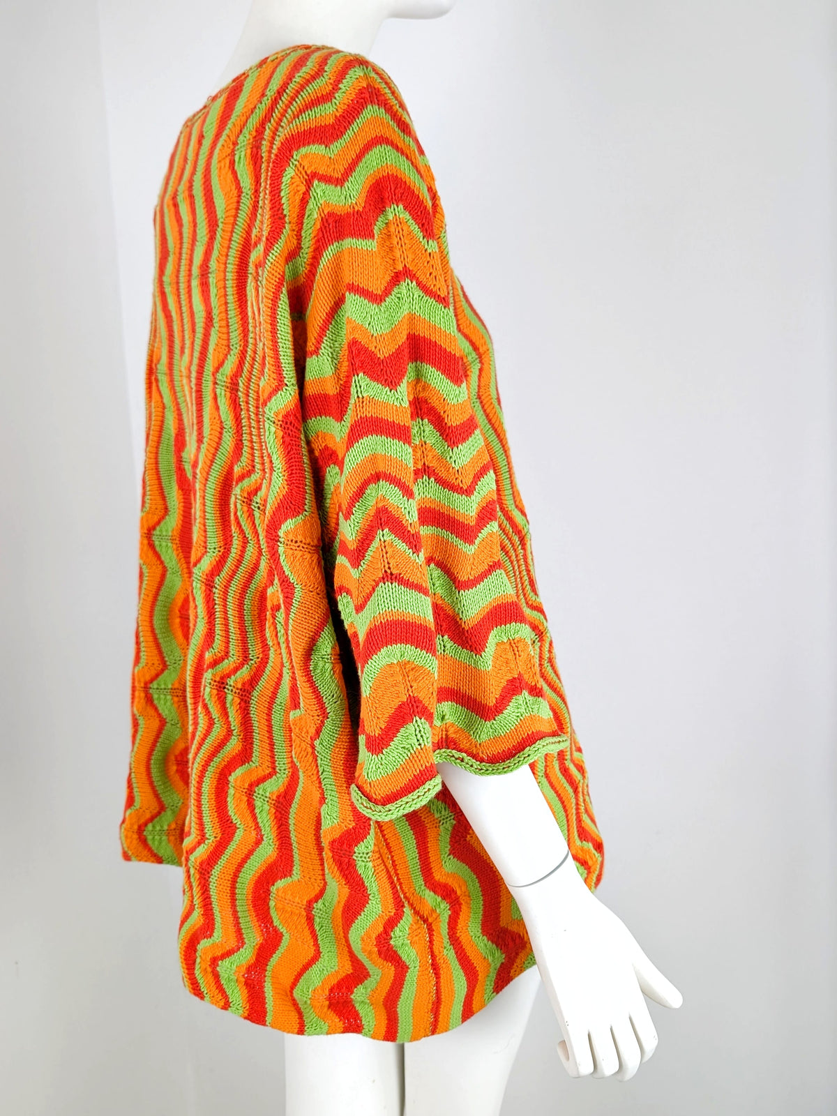 BEVERLY SMART tricots Pull zigzag, orange rouge et vert, n° 4