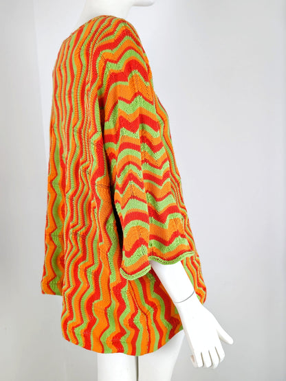 BEVERLY SMART tricots Pull zigzag, orange rouge et vert, n° 4