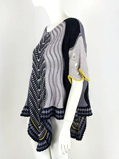 BEVERLY SMART tricots Top tricoté main en coton pur WAVES