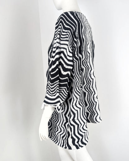 BEVERLY SMART tricots Tunique zigzag, noir et blanc, n° 8
