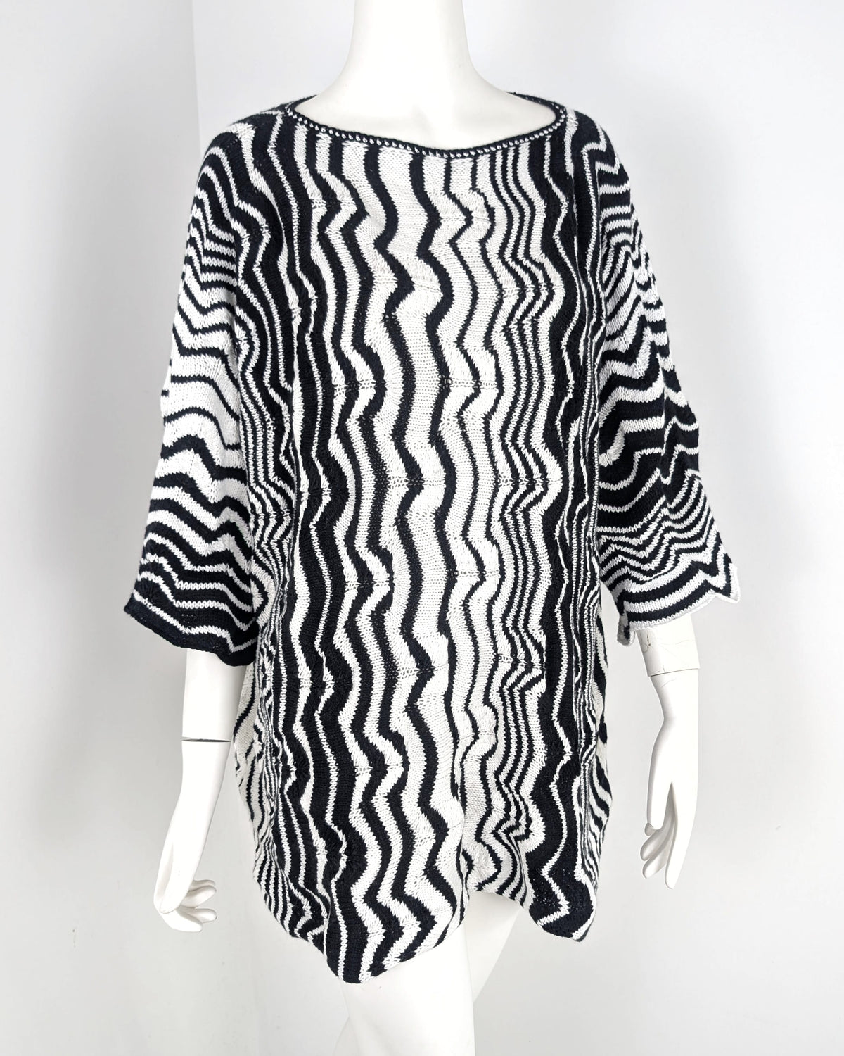 BEVERLY SMART tricots Tunique zigzag, noir et blanc, n° 8