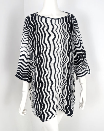 BEVERLY SMART tricots Tunique zigzag, noir et blanc, n° 8