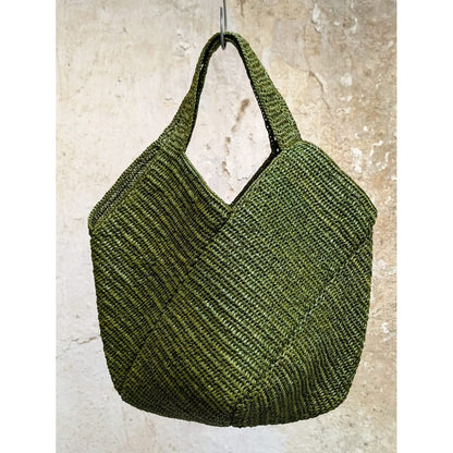 BEVERLY SMART Vert olive Sac en Rafia Crocheté à la Main – Élégance Artisanale de Madagascar