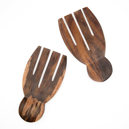 BEVERLY SMART Couverts Couverts à salade de forme peignes africains en bois d'olive sauvage