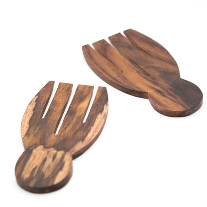 BEVERLY SMART Couverts Couverts à salade de forme peignes africains en bois d'olive sauvage