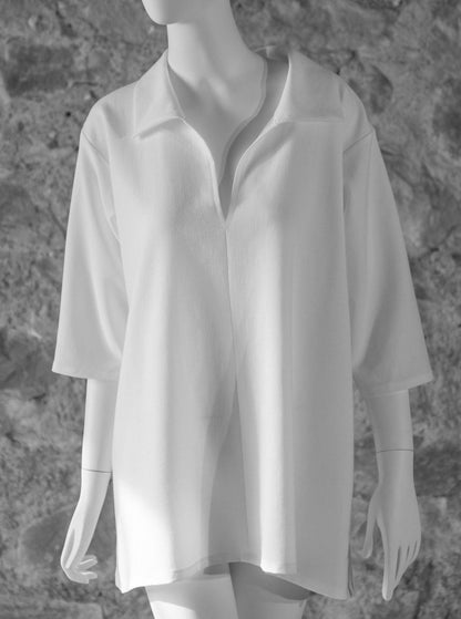 Handcrafted 3/4 sleeved shirt from Beverly Smart's artisanal designer fashion collection