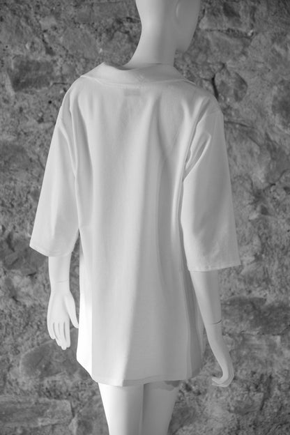 Handcrafted 3/4 sleeved shirt from Beverly Smart's artisanal designer fashion collection