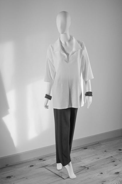 Handcrafted 3/4 sleeved shirt from Beverly Smart's artisanal designer fashion collection