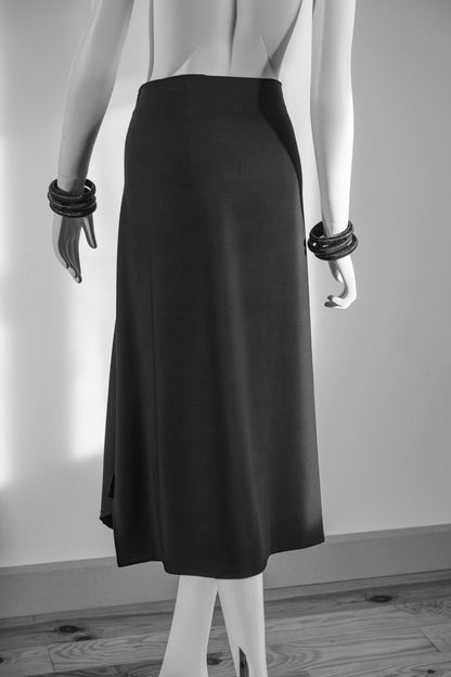 Handcrafted bias long skirt with diagonal chunky zip closure from Beverly Smart's artisanal designer fashion collection