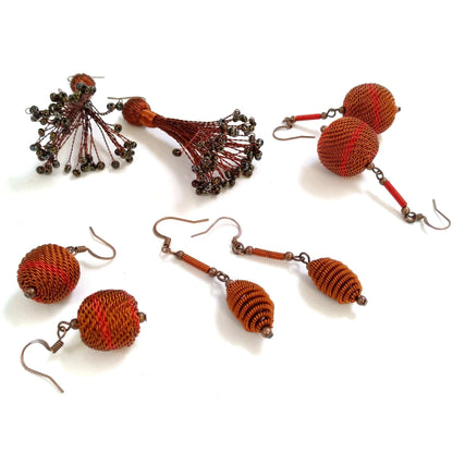 BEVERLY SMART Pendantes Boucles pompon en fil de cuivre revalorisé